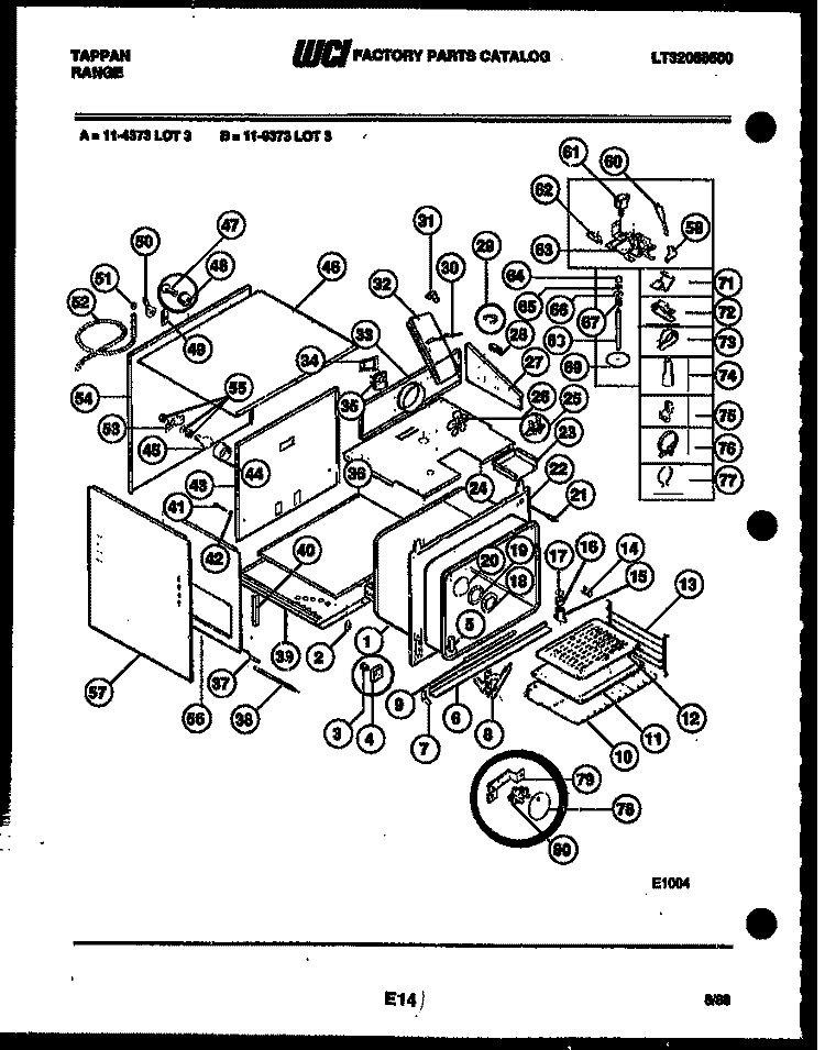 BODY PARTS Diagram and Parts List for 11-4373-00-03  Tappan Wall Oven