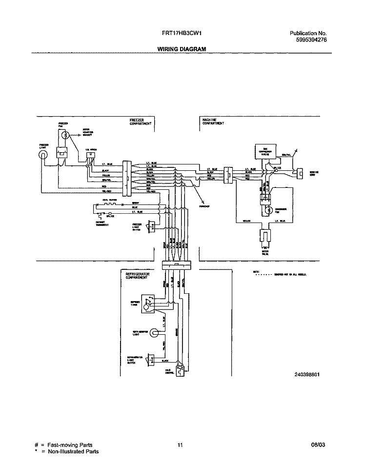 WIRING DIAGRAM Diagram and Parts List for FRT17HB3CW1  Frigidaire Refrigerator