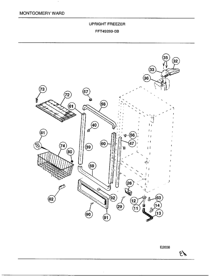 Upright Freezer Page 3 Diagram and Parts List for 49269B  Frigidaire Freezer