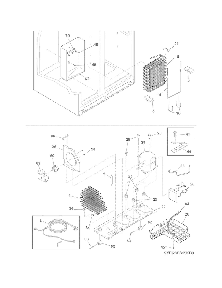 System Diagram and Parts List for EI23CS35KS2  Electrolux Refrigerator