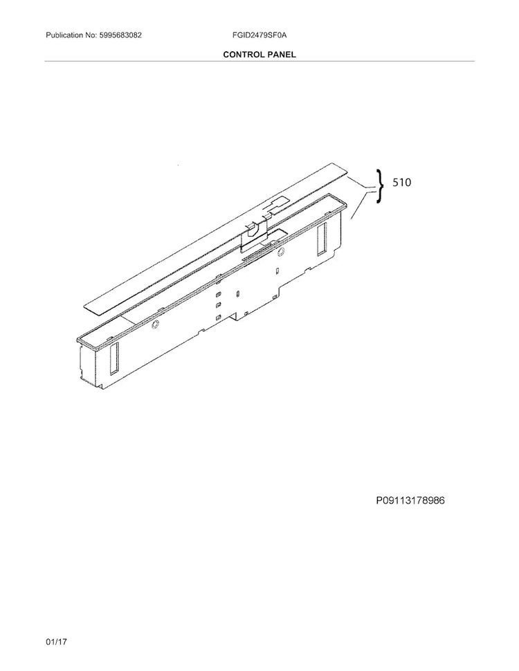 Control Panel Diagram and Parts List for FGID2479SF0A  Frigidaire Dishwasher