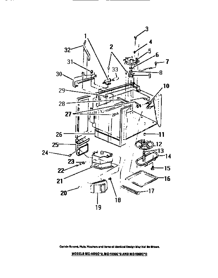 OVEN LINER, MAGNETRON, STIRRER, TRA Diagram and Parts List for MC1050C0  Frigidaire Microwave