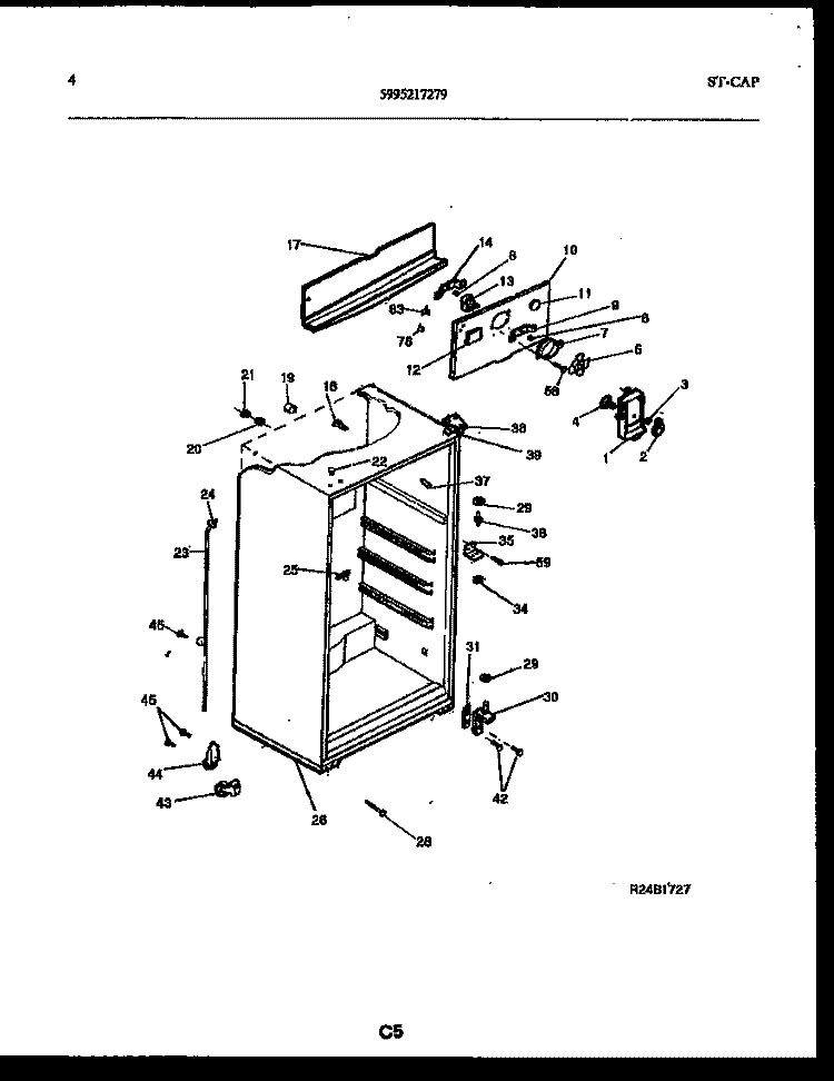 CABINET PARTS Diagram and Parts List for GTL160BK1  Frigidaire Refrigerator