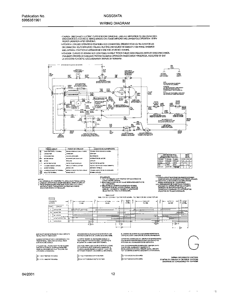 131970300 WIRING DIAGRAM Diagram and Parts List for NGSG54TAQ0  Frigidaire Dryer