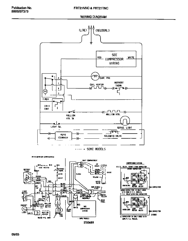 WIRING DIAGRAM Diagram and Parts List for FRT21NNCW0  Frigidaire Refrigerator