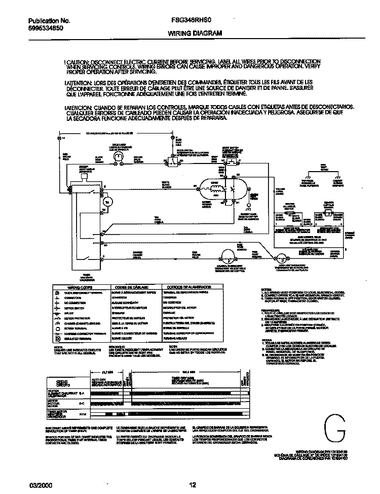 131924100 WIRING DIAGRAM Diagram and Parts List for FSG346RHS0  Frigidaire Dryer
