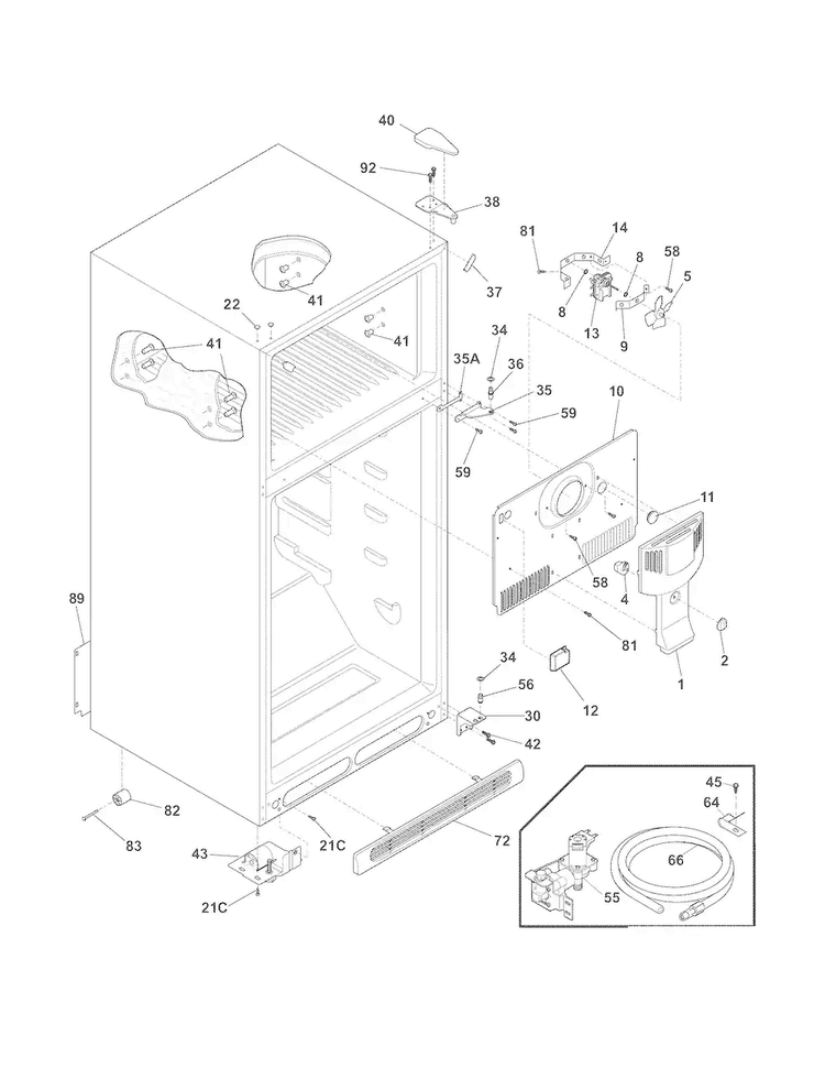 Cabinet Diagram and Parts List for LFHT1817LR8  Frigidaire Refrigerator