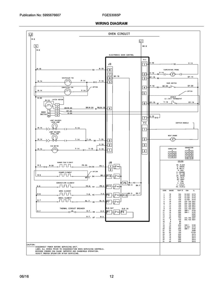 Wiring Diagram Diagram and Parts List for FGES3065PBH  Frigidaire Range