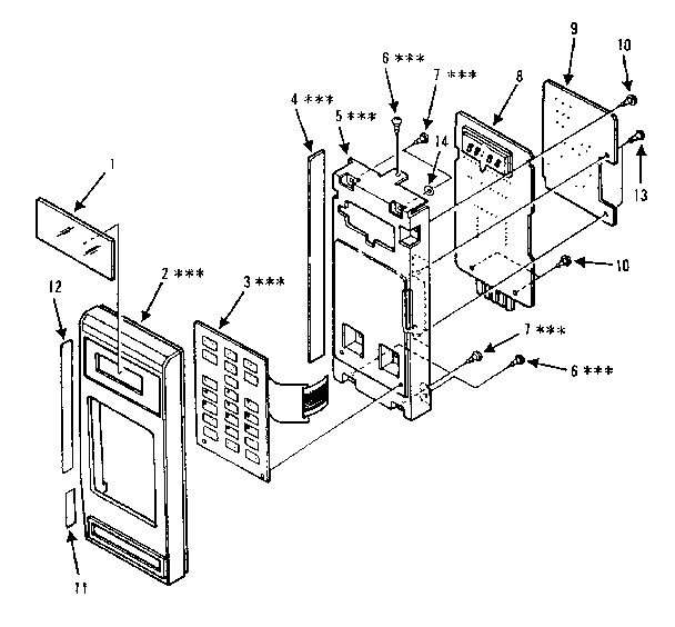 Control Panel Parts Diagram and Parts List for 5648737480  Kenmore Microwave