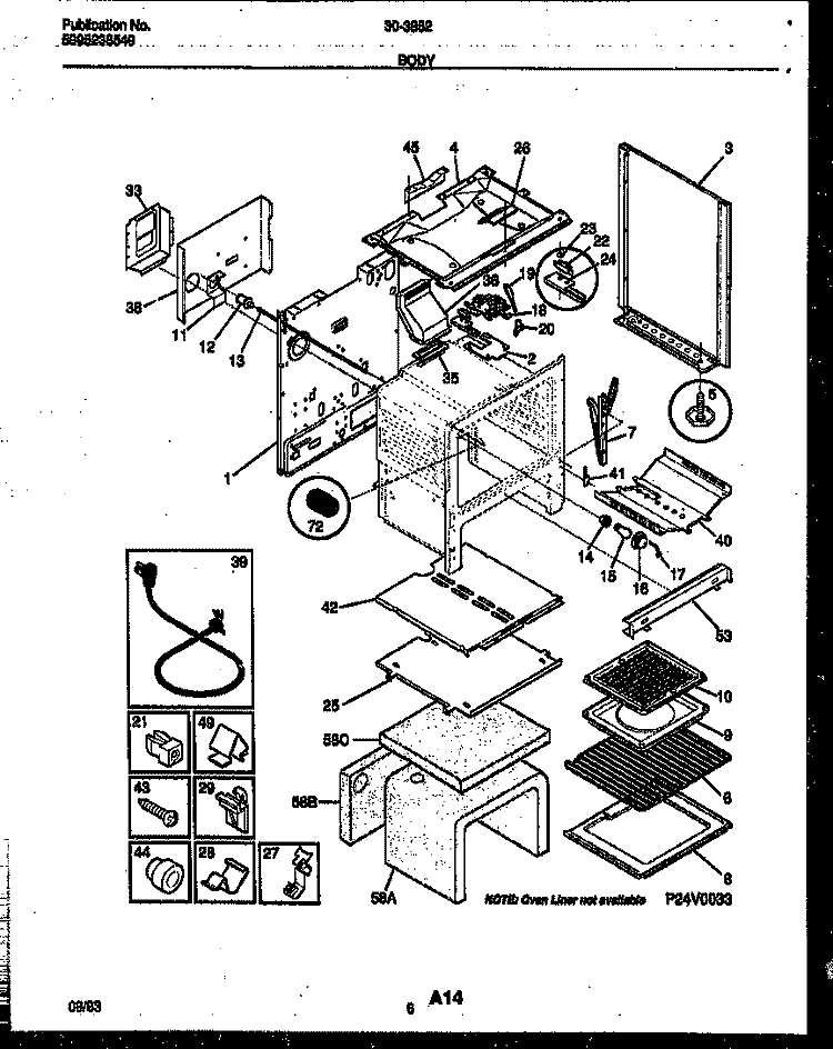 BODY PARTS Diagram and Parts List for 30-3852-00-02  Tappan Range