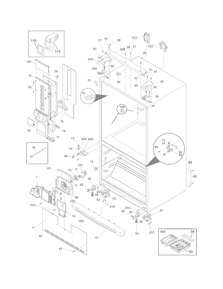 Cabinet Diagram and Parts List for EW23BC85KS7  Electrolux Refrigerator