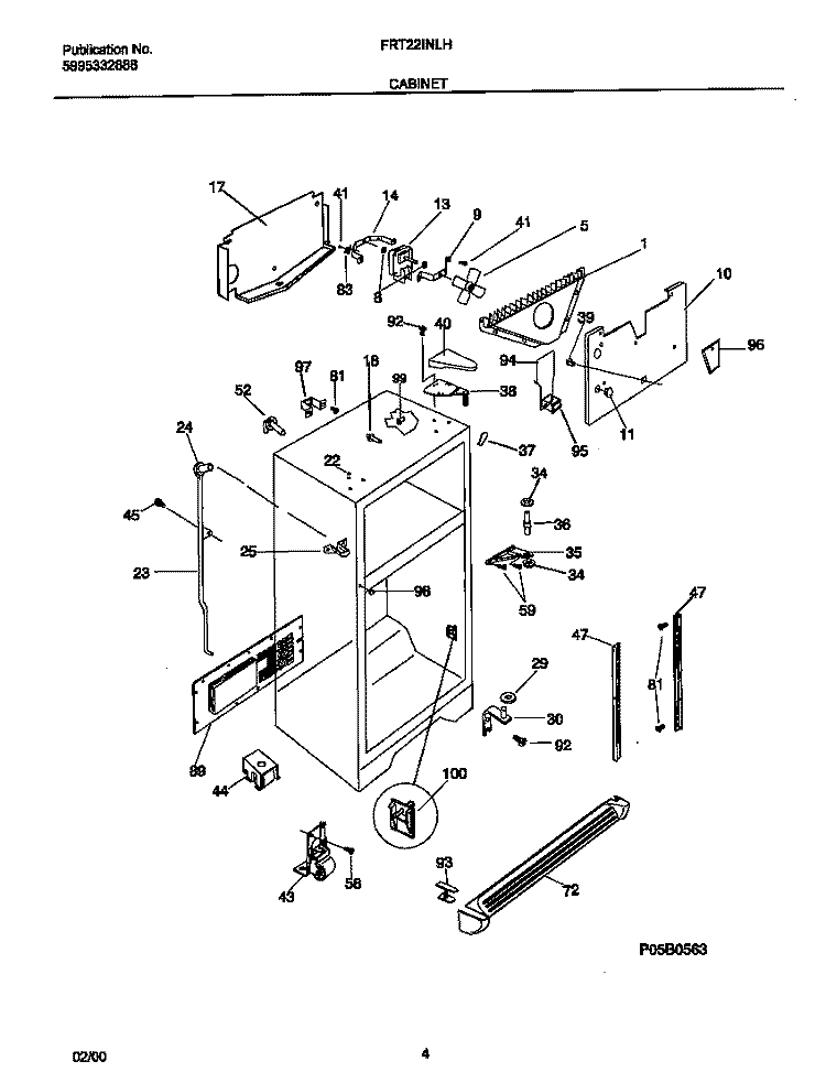 CABINET Diagram and Parts List for FRT22INLHB2  Frigidaire Refrigerator