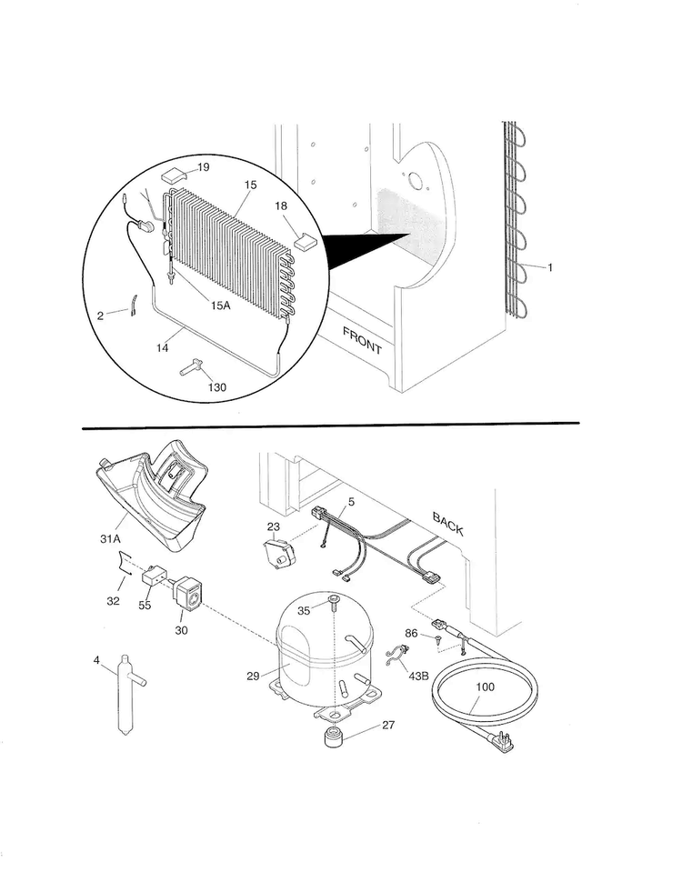 System Diagram and Parts List for 25328732C2  Kenmore Freezer