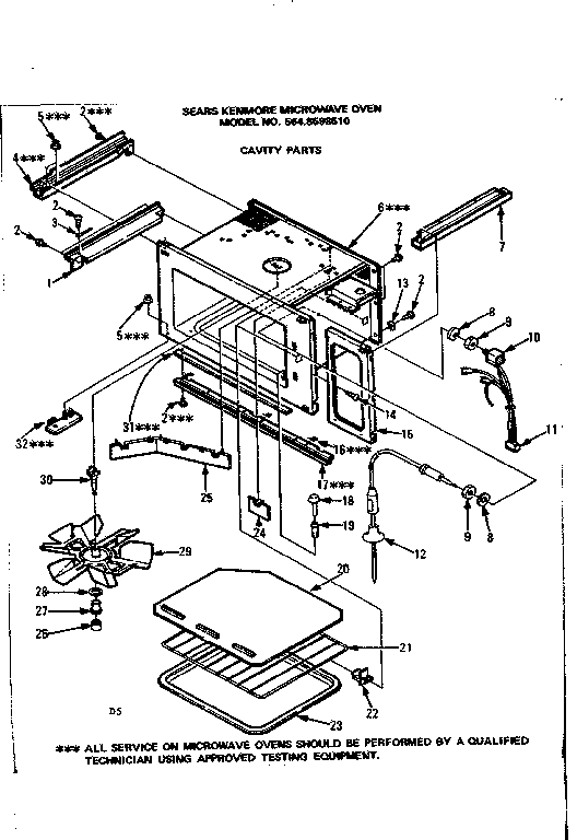 Cavity Parts Diagram and Parts List for 5648598510  Kenmore Microwave
