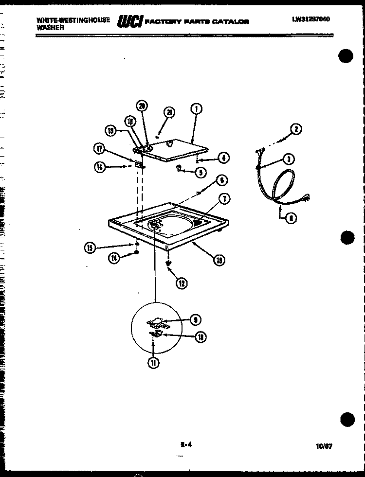 TOP AND MISCELLANEOUS PARTS Diagram and Parts List for LA640JXW4  Frigidaire Washer