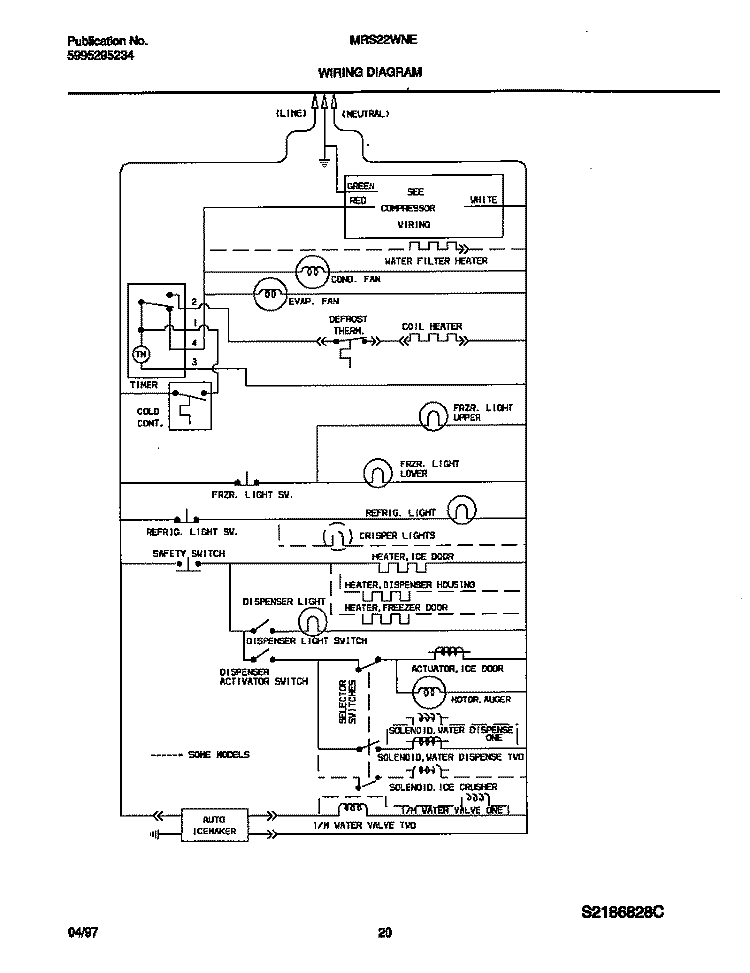 WIRING DIAGRAM Diagram and Parts List for MRS22WNED3  Frigidaire Refrigerator