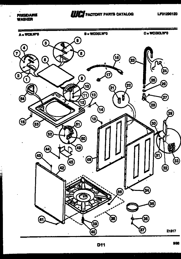 CABINET PARTS Diagram and Parts List for WCISCLL0  Frigidaire Washer