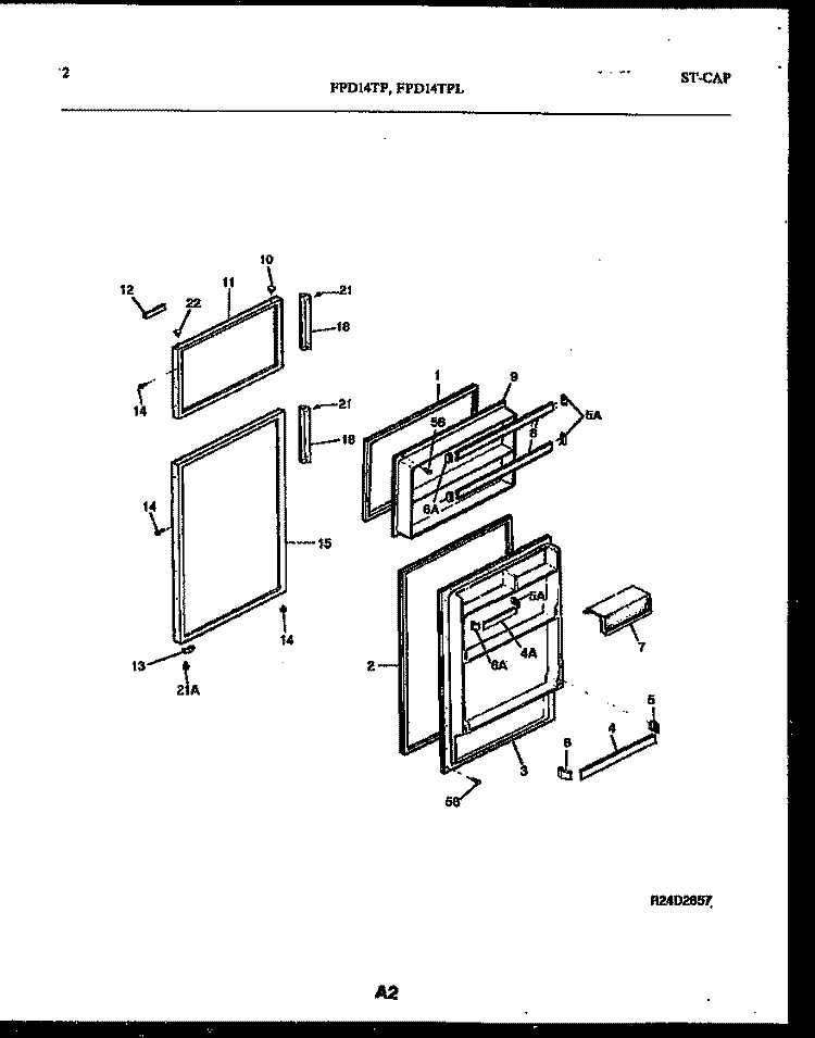 DOOR PARTS Diagram and Parts List for FPD14TPL2  Frigidaire Refrigerator