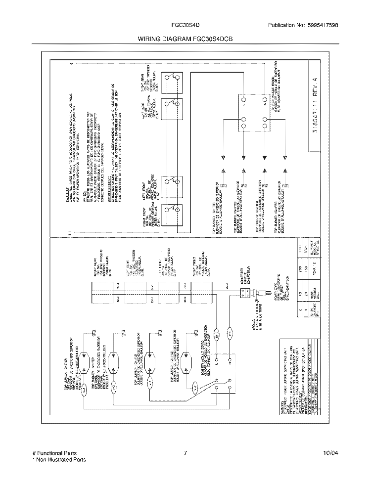 WIRING DIAGRAM Diagram and Parts List for FGC30S4DCB  Frigidaire Cooktop
