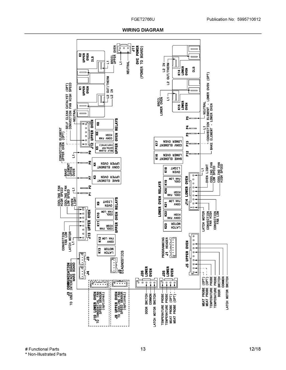 Wiring Diagram Diagram and Parts List for FGET2766UDA  Frigidaire Wall Oven