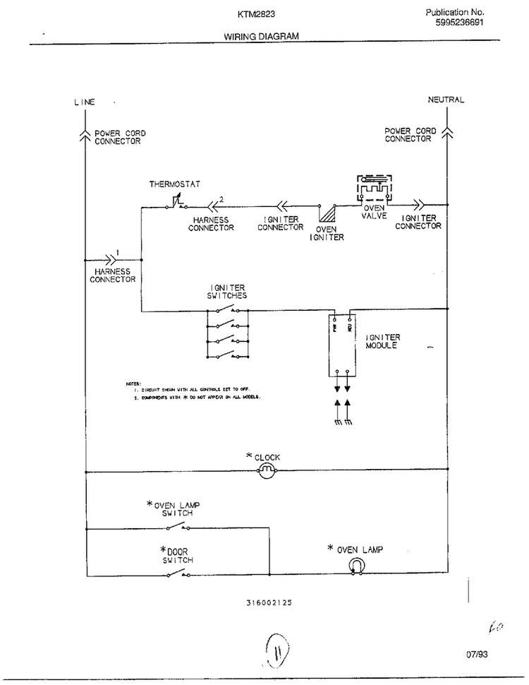 Wiring Diagram Diagram and Parts List for 2823-80B  Frigidaire Range
