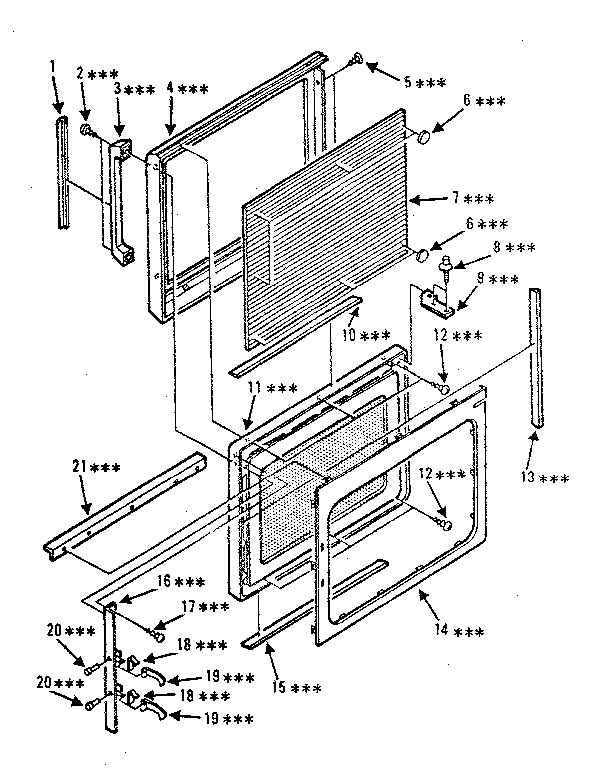Door Parts Diagram and Parts List for 5648896380  Kenmore Microwave