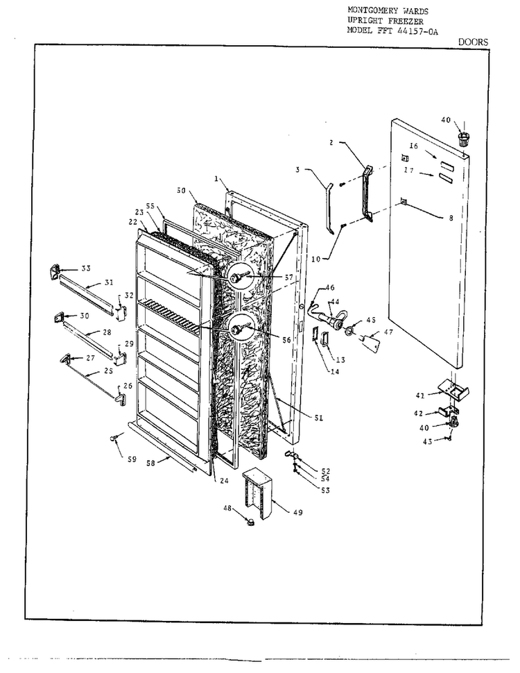 Door Diagram and Parts List for 44157A  Frigidaire Freezer