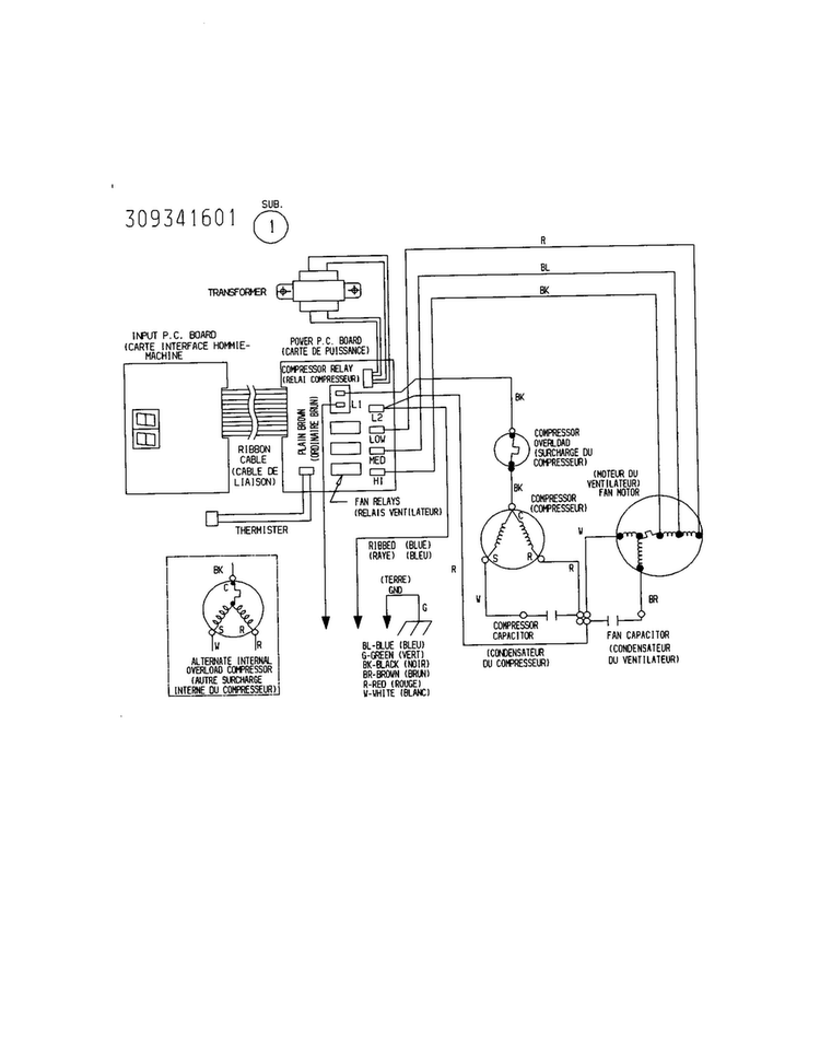 Wiring Diagram and Parts List for FAC054J7A2  Frigidaire Air Conditioner