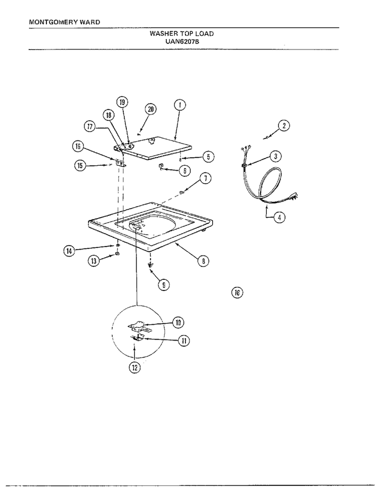Washer Page 3 Diagram and Parts List for 6207B  Frigidaire Washer
