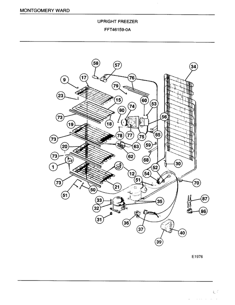 Upright Freezer Page 5 Diagram and Parts List for 46159A  Frigidaire Freezer