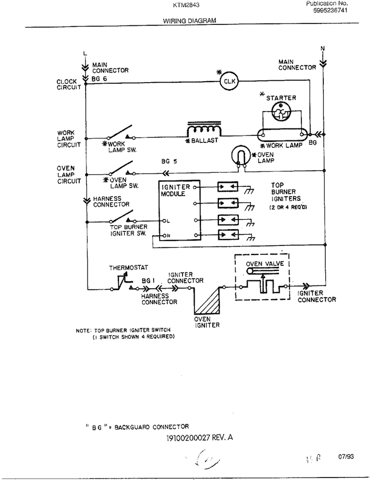 Wiring Diagram Diagram and Parts List for 2843-80B  Frigidaire Range