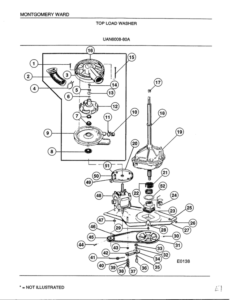 Top Load Washer Page 5 Diagram and Parts List for 6008A  Frigidaire Washer