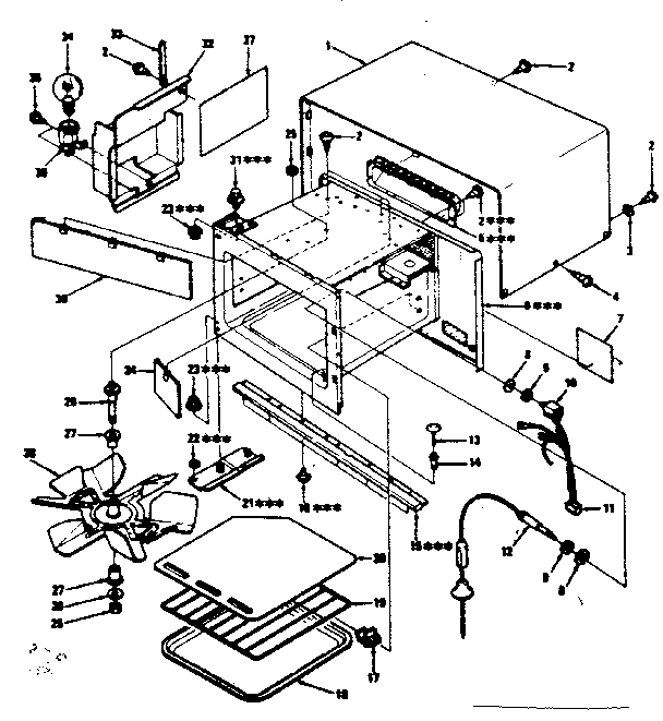 Cabinet Parts Diagram and Parts List for 5648998310  Kenmore Microwave