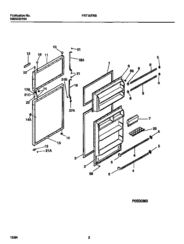 FOOD AND FREEZER DOORS Diagram and Parts List for FRT18TRBD1  Frigidaire Refrigerator
