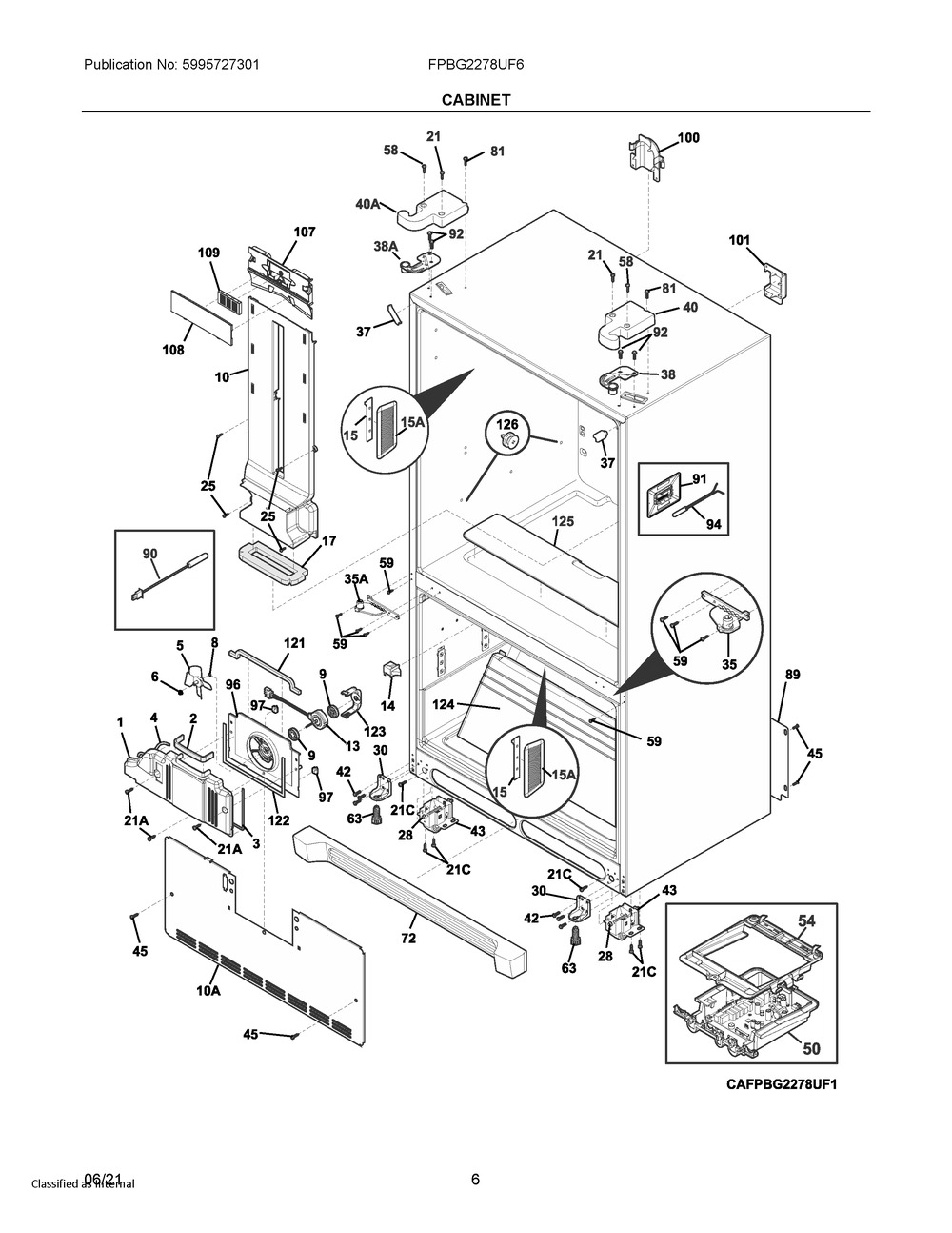 Cabinet Diagram and Parts List for FPBG2278UF6  Frigidaire Refrigerator