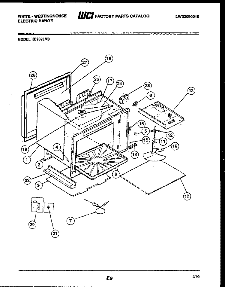 UPPER BODY PARTS Diagram and Parts List for KB969LM0  Frigidaire Microwave Oven Combo