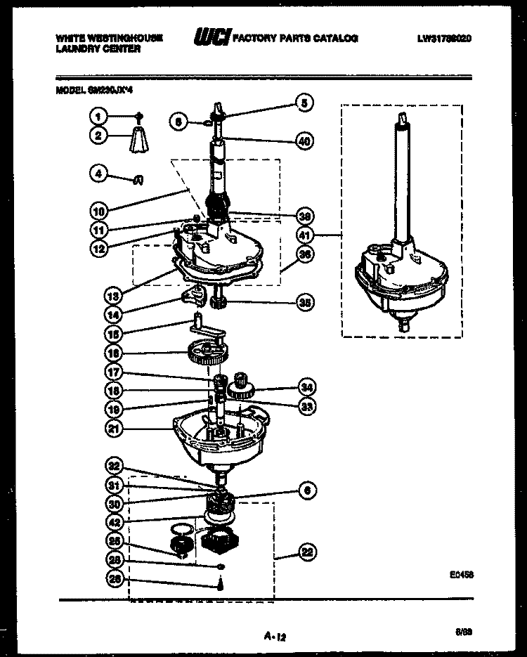 TRANSMISSION PARTS Diagram and Parts List for SM230JXW4  Frigidaire Washer