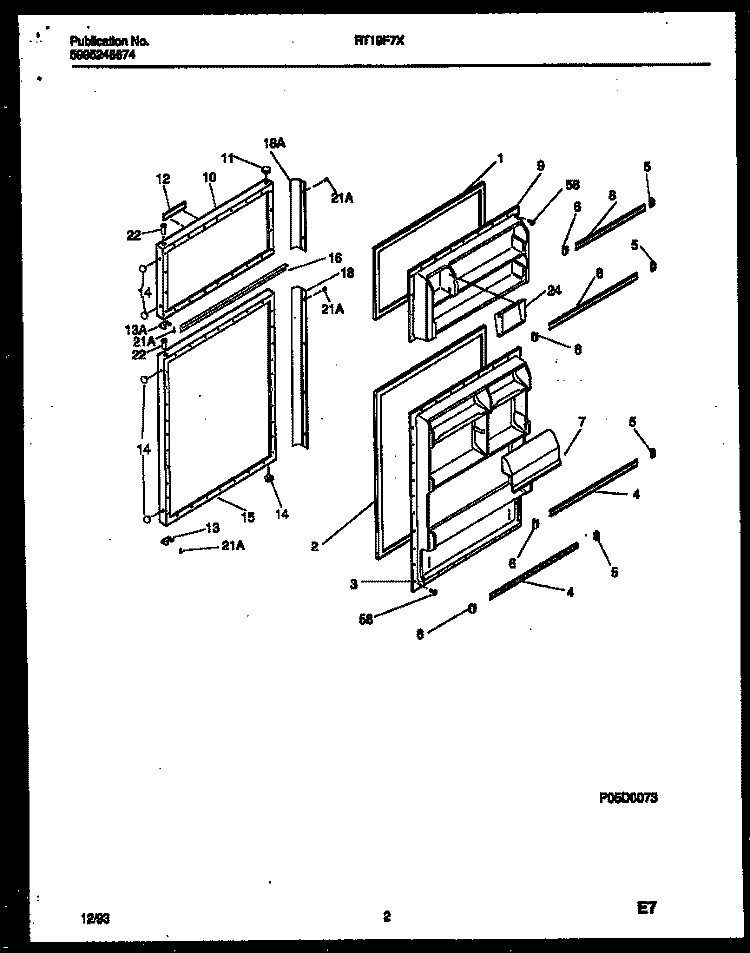 DOOR PARTS Diagram and Parts List for RT19F7WX3D  Gibson Refrigerator