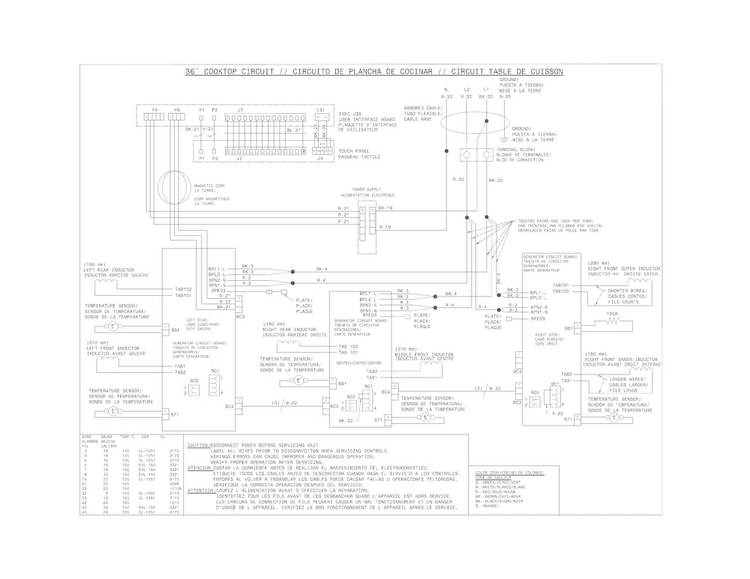Wiring Diagram Diagram and Parts List for E36IC80QSS0  Electrolux Cooktop