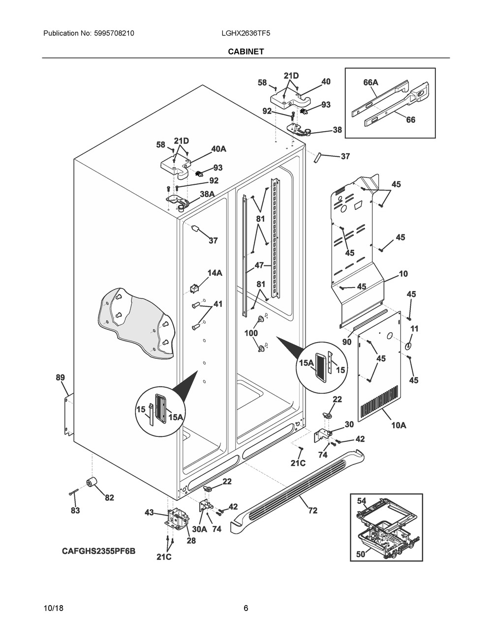Cabinet Diagram and Parts List for LGHX2636TF5  Frigidaire Refrigerator