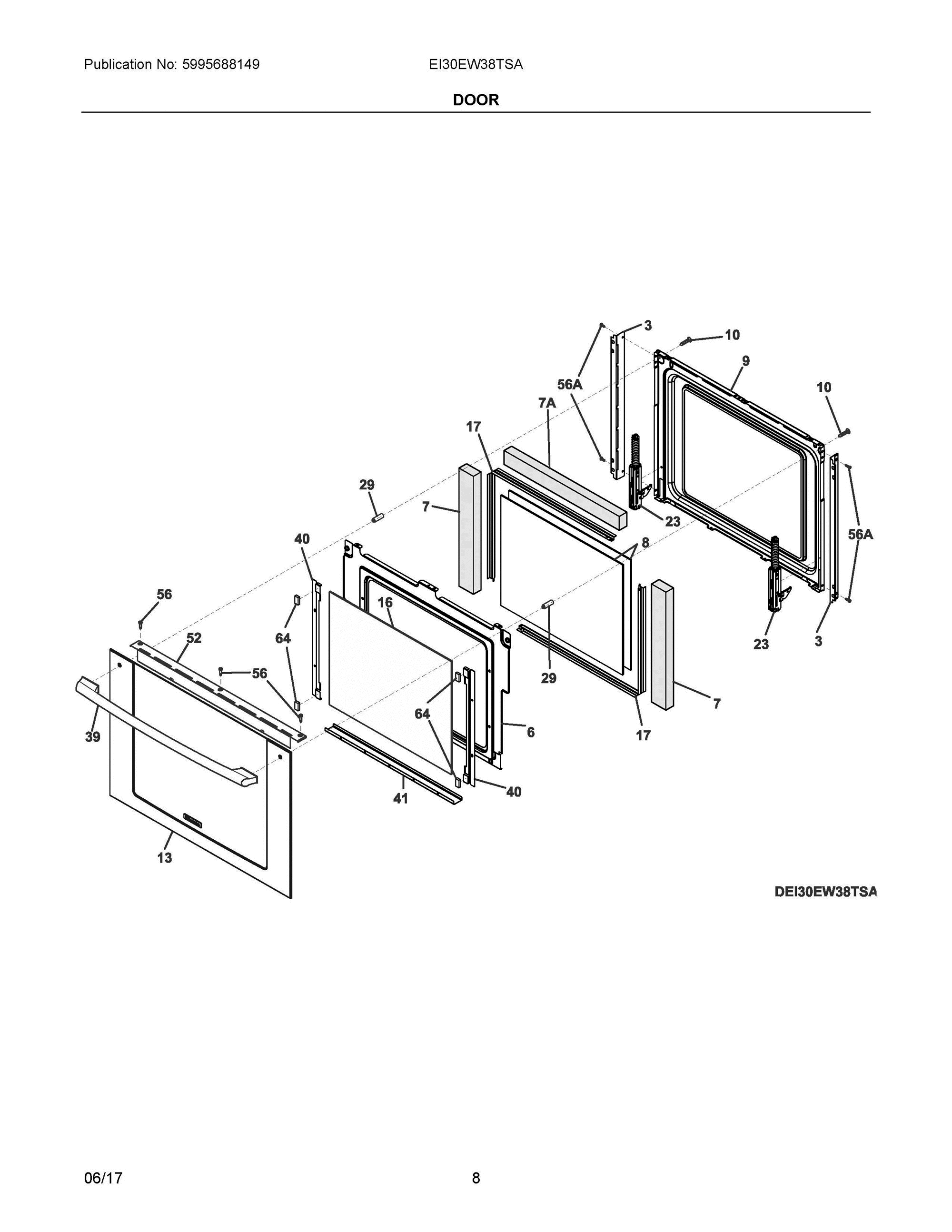 04 - DOOR Diagram and Parts List for EI30EW38TSA  Frigidaire 