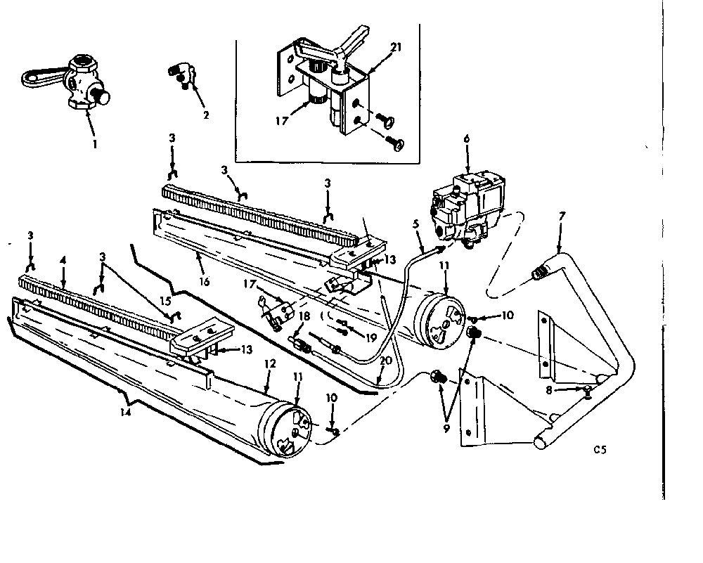 Burner & manifold assembly Diagram and Parts List for 86764561  Frigidaire Furnace