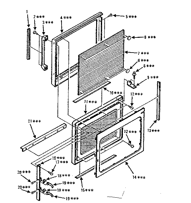 Door Parts Diagram and Parts List for 5648786280  Kenmore Microwave