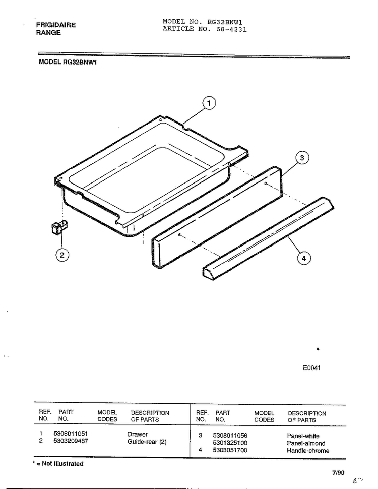 Frigidaire Range Page 7 Diagram and Parts List for 4231  Frigidaire Range