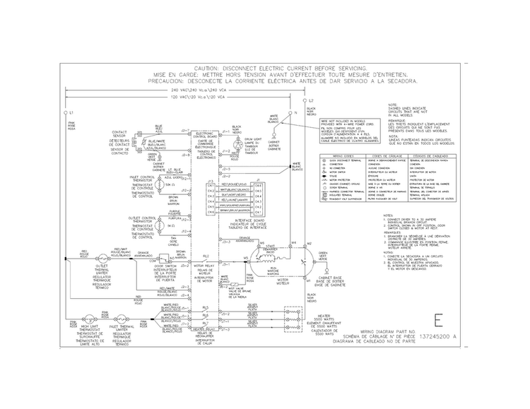 Wiring Diagram Diagram and Parts List for EIMED6CLSS0  Electrolux Dryer