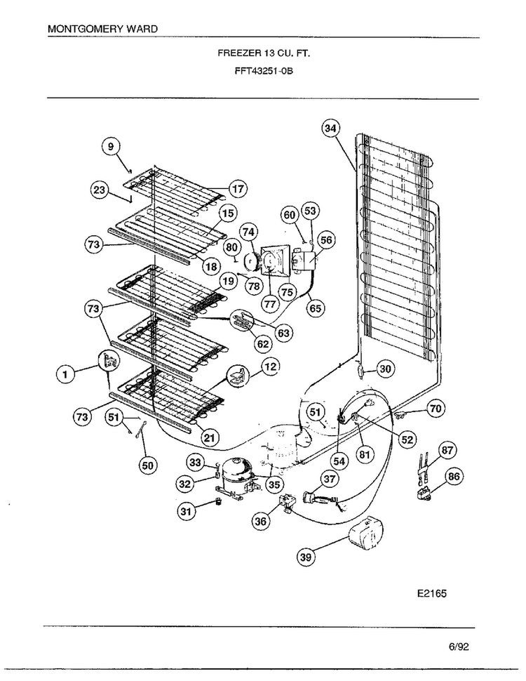 Freezer 13 Cubic Feet Page 5 Diagram and Parts List for 43251-0B  Frigidaire Freezer