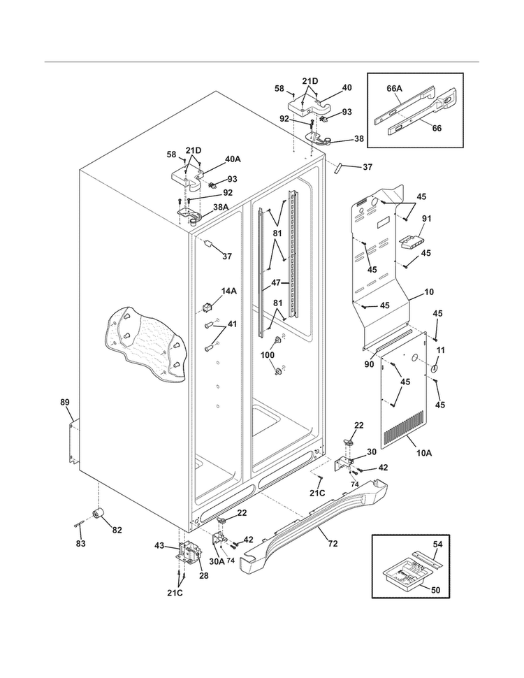 Cabinet Diagram and Parts List for FPUS2698LF2  Frigidaire Refrigerator