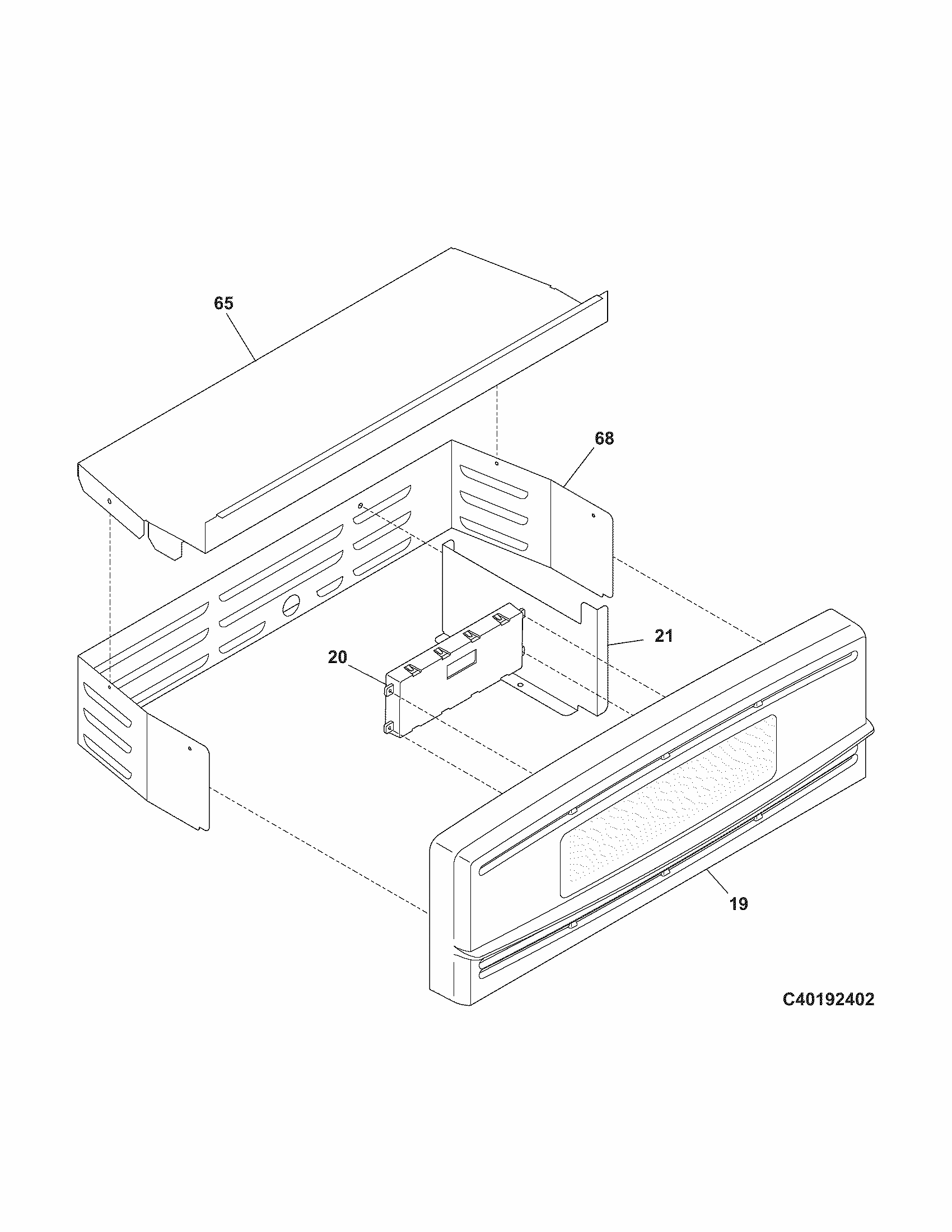 Control Panel Diagram and Parts List for 79040192402  Kenmore Wall Oven