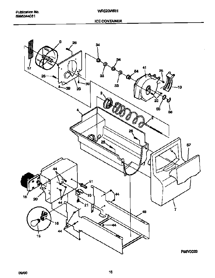 Ice Container Diagram and Parts List for WRS20WRHW5  Westinghouse Refrigerator