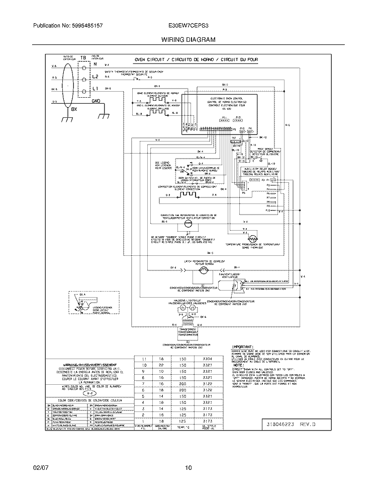WIRING DIAGRAM Diagram and Parts List for E30EW7CEPS3  Electrolux Wall Oven